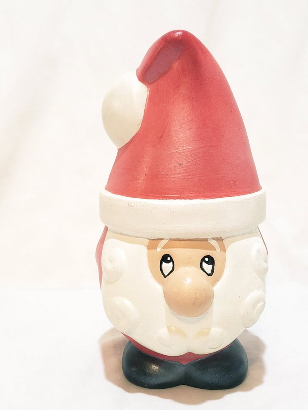 Santa Gnome Christmas Figurine 7" Figurine Vintage Hand Painted Ceramic